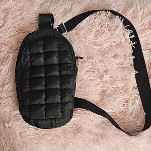 Quilted Black Crossbody Sling Bag